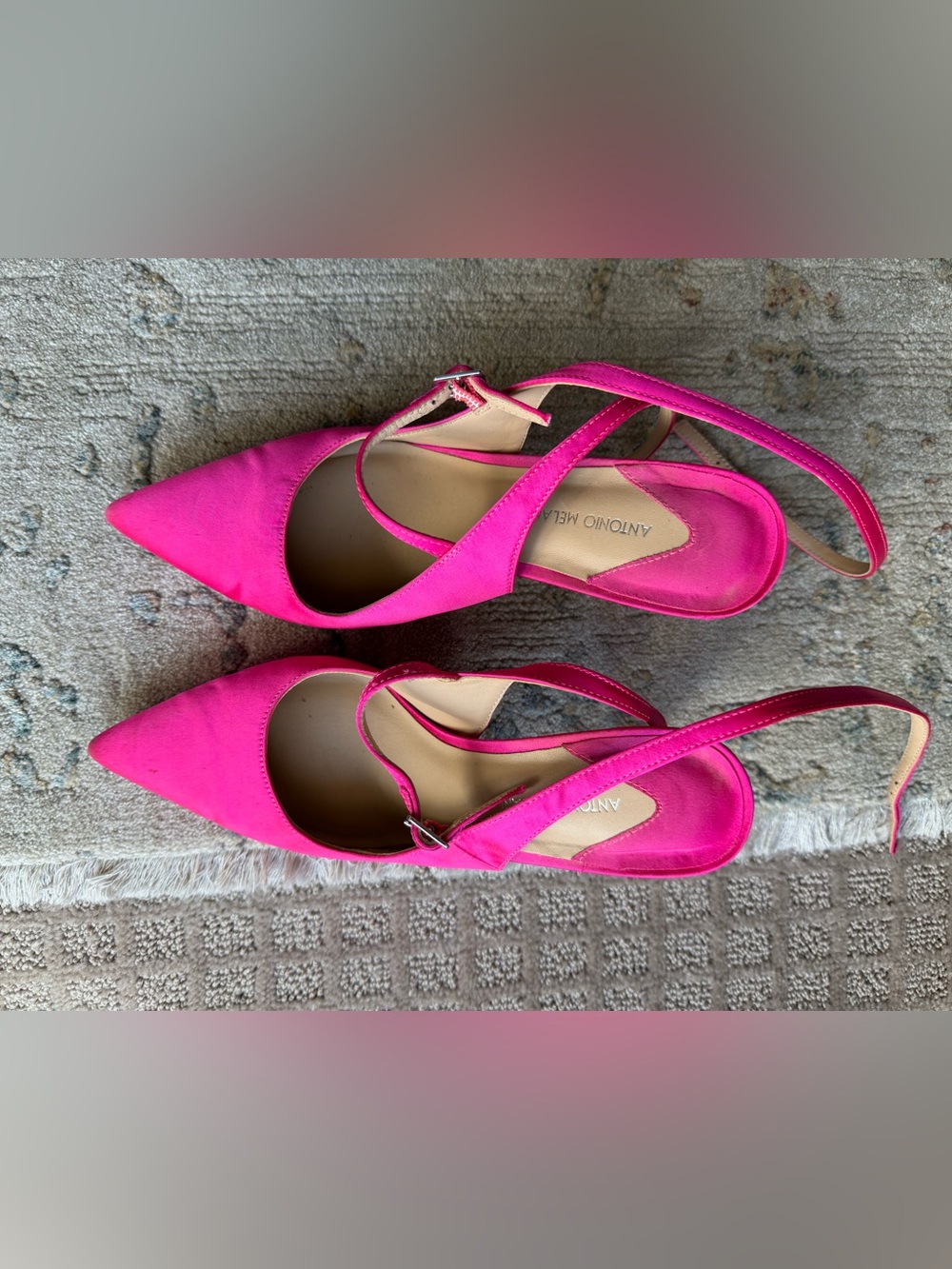 ANTONIO MELANI Fuchsia Pointed-Toe Slingback Flats